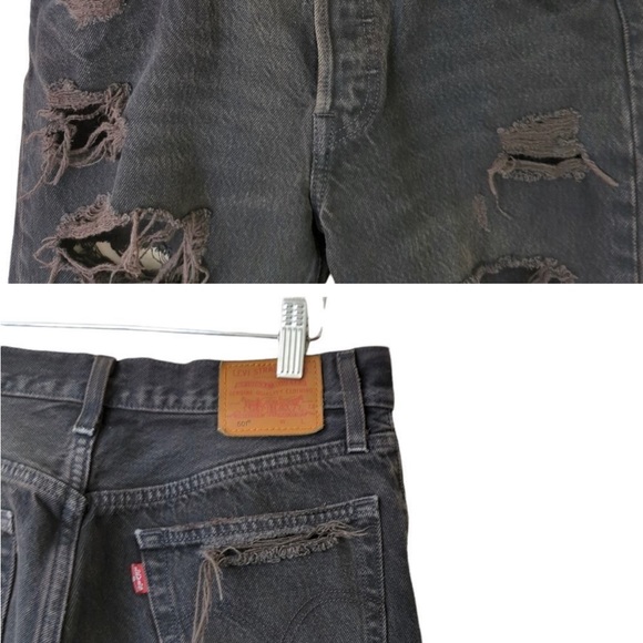 Levi's 501 Shredded Distressed Butt Slit Jeans - Picture 5 of 5